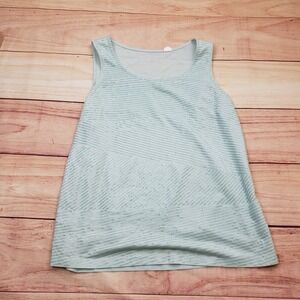 Chicos Tank Top Women Size 2 Light Aqua Blue Sequin Embellished Sleeveless Lined